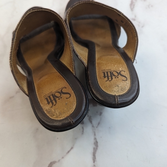 Sofft Heels Womens 9 Brown Pumps Leather Sandal Shoe Croc Reptile Valora - Picture 9 of 12